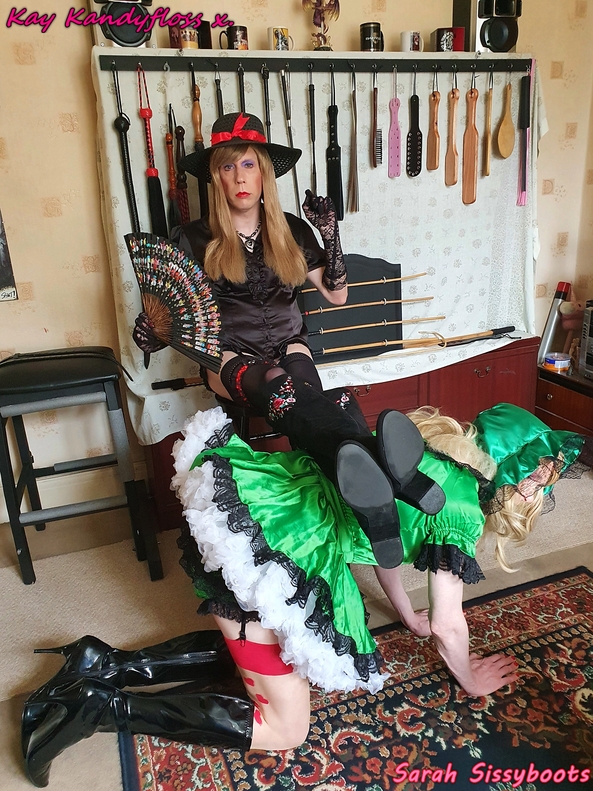 Sissies make good furniture - Thought it was high time we had a shot of a genuine Domme on here - even if I am putting my feet up for a while. xxx, Auntie Kay,Domination,Mistress,sissy,maid, Feminization,Dominating Mistress Or Master,Dolled Up