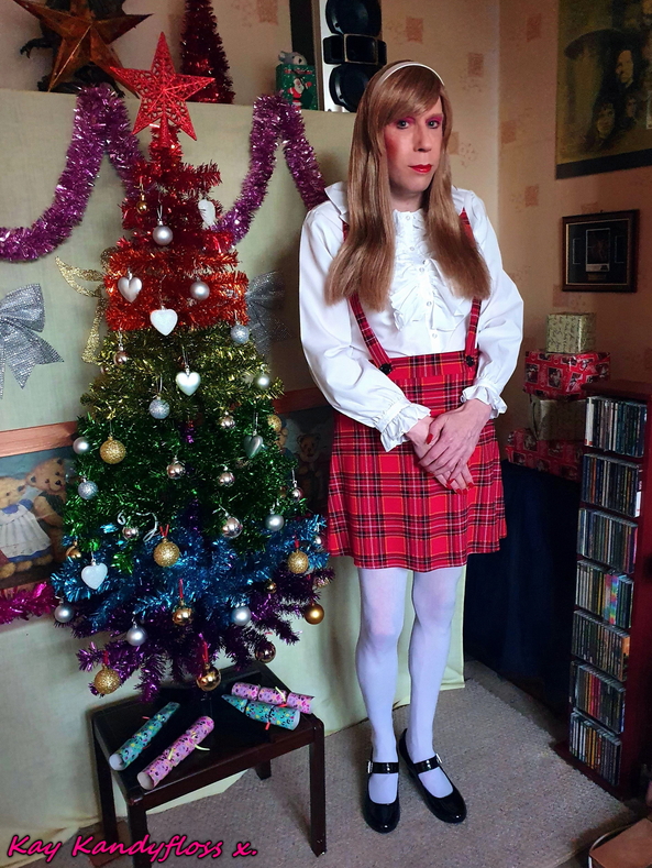 HAPPY NEW YEAR! xxx - Just a little pic of me wearing my new pinafore skirt that I got for Christmas - so happy with it. All the best to everybody for 2021 - lets make it a great year xxxxx, Sissy,sissygirl,t-girl,pinafore,Christmas,New Year, Feminization,Sissy Fashion,Dolled Up,Holiday