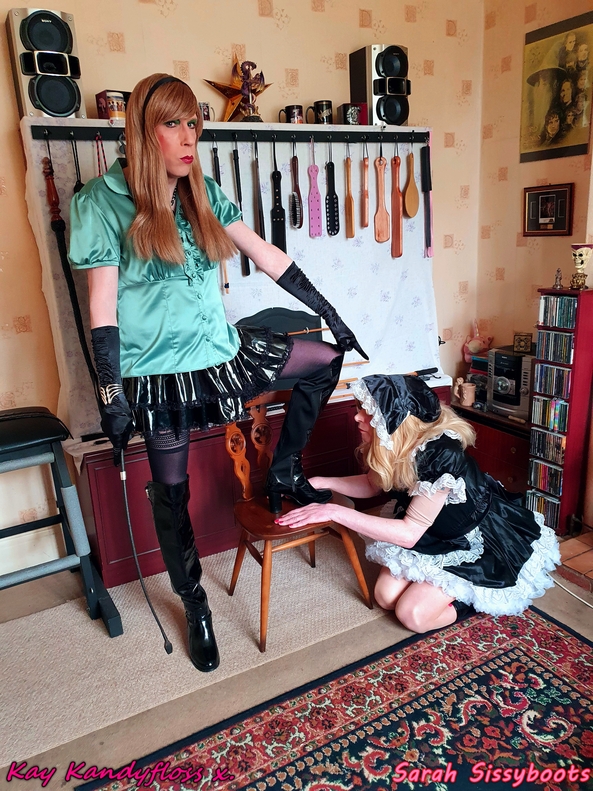 Click here to see the image in full size. Auntie Kay puts Sissymaid Sarah to work - I decided to make good use of my pretty little sissy Sarah and put her to work cleaning the furniture (& my boots) - under threat of severe punishment of course. As you can see, I do not make idle threats! xxx , Mistress,sissy,sissymaid,maid,punishment,bondage,spanking, Feminization,Dominating Mistress Or Master,Adult Babies,Diaper Lovers,Bondage,Dolled Up,Spankings