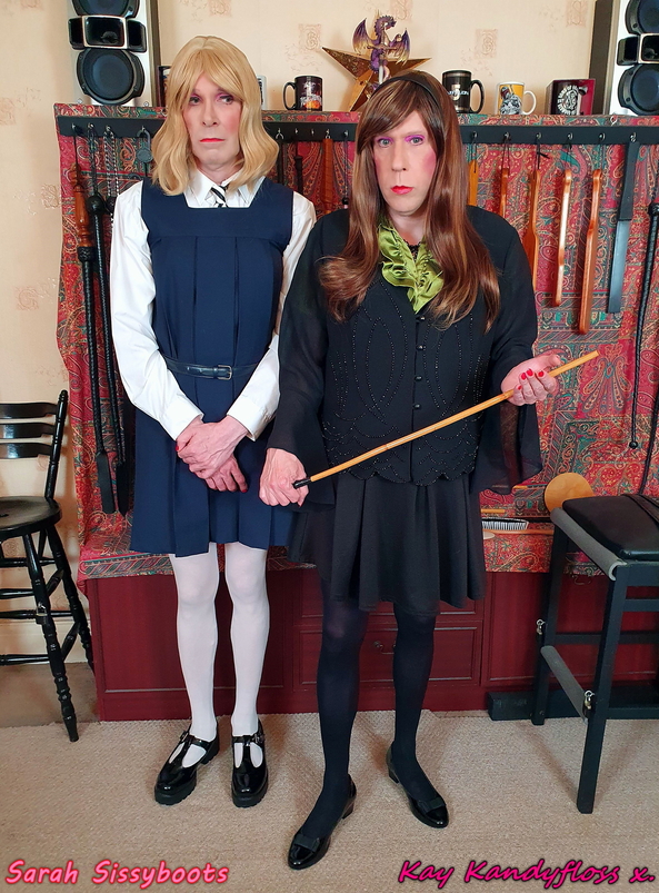 Headmistress Kay and schoolgirl Sarah - A quick shot taken before heading out to a 'back to school' themed fetish event - had a truly fantastic evening. Oh, and as you might guess - that cane was not just for show. xxx, Kay Kandyfloss,Sarah Sissyboots,Schoolgirl,headmistress,spanking, Dominating Mistress Or Master,Sissy Fashion,Dolled Up,Spankings