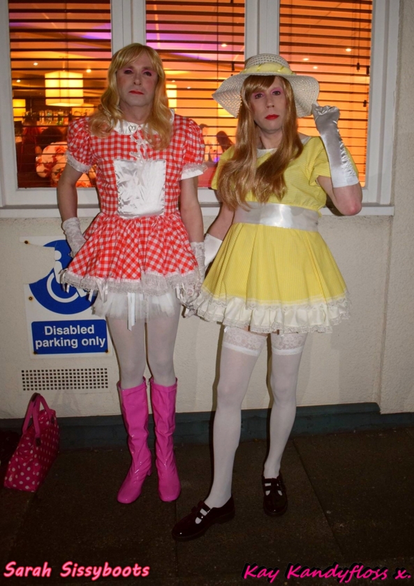 Sissygirls on the town - Me and my darling Sarah heading out to the 'Cirque du Rainbow' LGBT event in April. Such a wonderful evening and felt incredible to be out in public wearing our sissy best., Sissy,sissygirl,public,night out,LGBT, Feminization,Sissy Fashion,Dolled Up