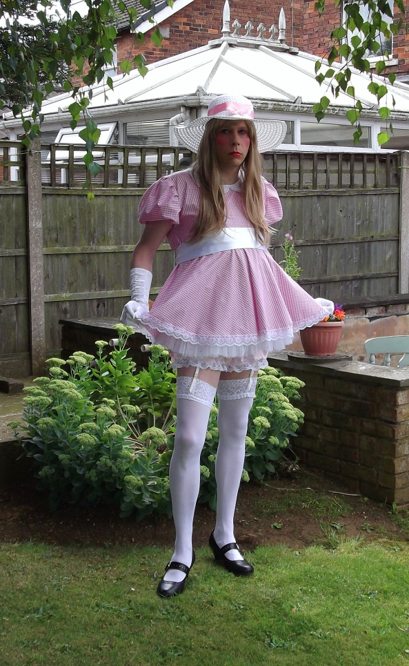 Sissy for a summer's day. - I realised that there were no shots of my little pink gingham dress on here so we took  advantage of the lovely weather and snapped a few to share. :-), Sissy,cross dresser,outdoor humiliation,dresses, Feminization,Dominating Mistress Or Master,Humiliation,Dolled Up,Sissy Fashion