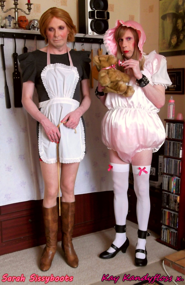 Little brat Kay gets rompered by Nanny. - Nanny Bossyboots decides I no longer deserve to wear dresses and puts me into a pink satin romper with huge nappies and rubber baby panties underneath - all so she can leave me hog tied and dummy gagged with a vibrator up my nappied bottom., Sissy,sissy baby,Nanny. Mistress,nappies,rompers,bondage,gag, Adult Babies,Feminization,Dominating Mistress Or Master,Bondage