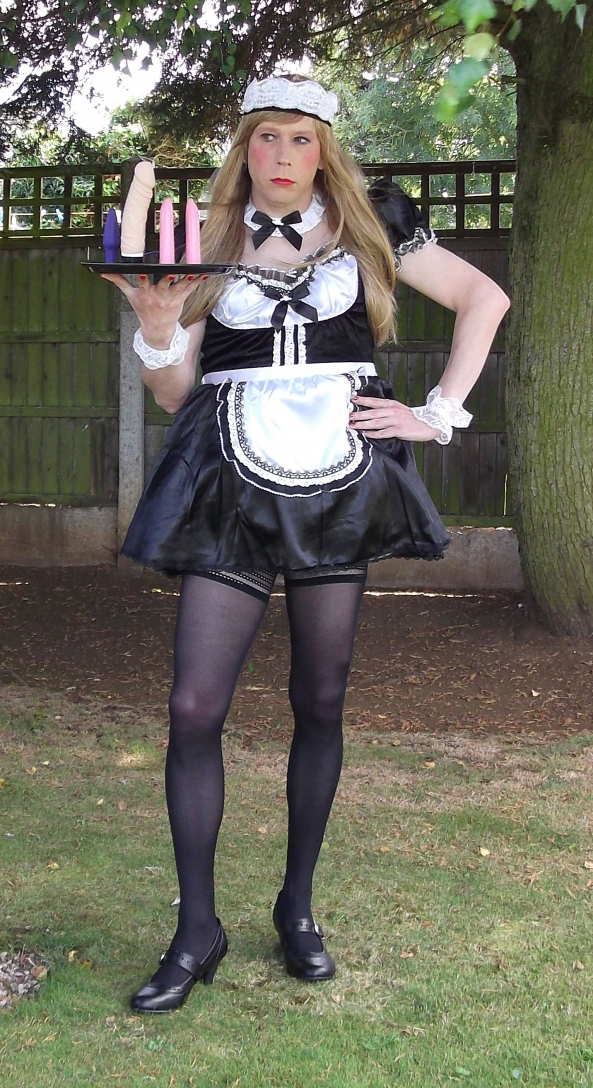 Sissy Maid Kay - Here's me being a saucy little Maid for Mistress. I put this post up earlier today but it disappeared so will try again., sissy,sissy maid,french maid,outdoor humiliation,cross dresser,, Feminization,Dominating Mistress Or Master,Humiliation,Dolled Up