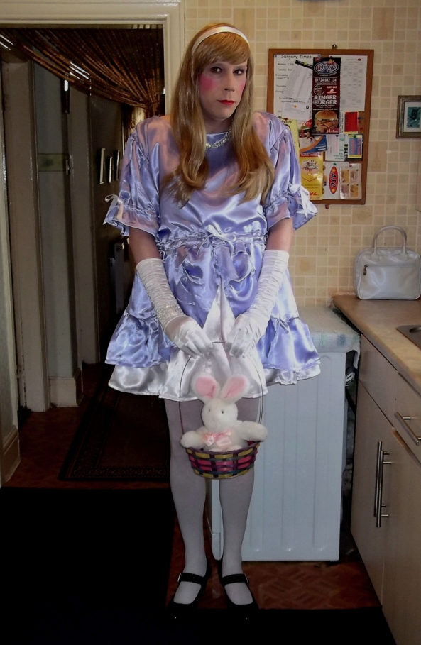 Easter Sissy Gurl - Hiya! Wearing my new lilac satin sissy dress. Happy Easter Everybody!!! :-), sissy,sissy girl,cross dresser,sissy dress,Easter,panties,stockings, Feminization,Dominating Mistress Or Master,Dolled Up,Fairytale