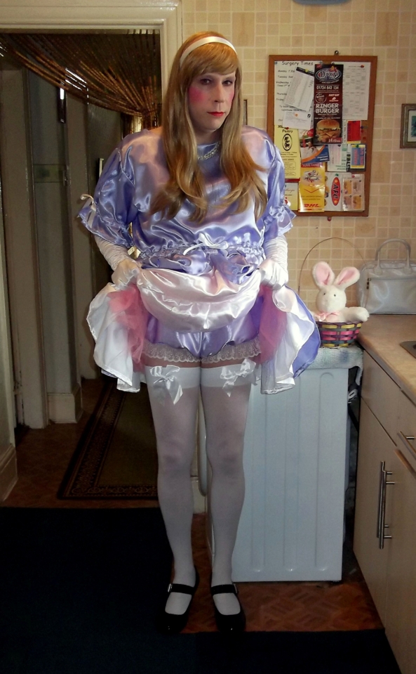 Easter Sissy Gurl - Hiya! Wearing my new lilac satin sissy dress. Happy Easter Everybody!!! :-), sissy,sissy girl,cross dresser,sissy dress,Easter,panties,stockings, Feminization,Dominating Mistress Or Master,Dolled Up,Fairytale