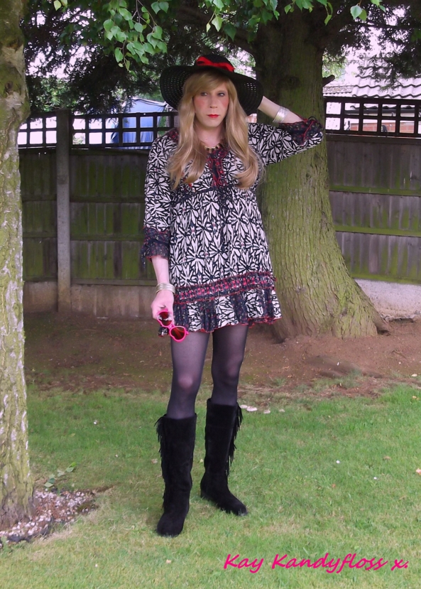 Hippy Girl - Just me being a hippy chick - a style very close to my heart. This is the outfit I wore to Pride this year. , crossdresser,sissy girl,feminisation,dress,boots, Dolled Up,Sissy Fashion,Feminization
