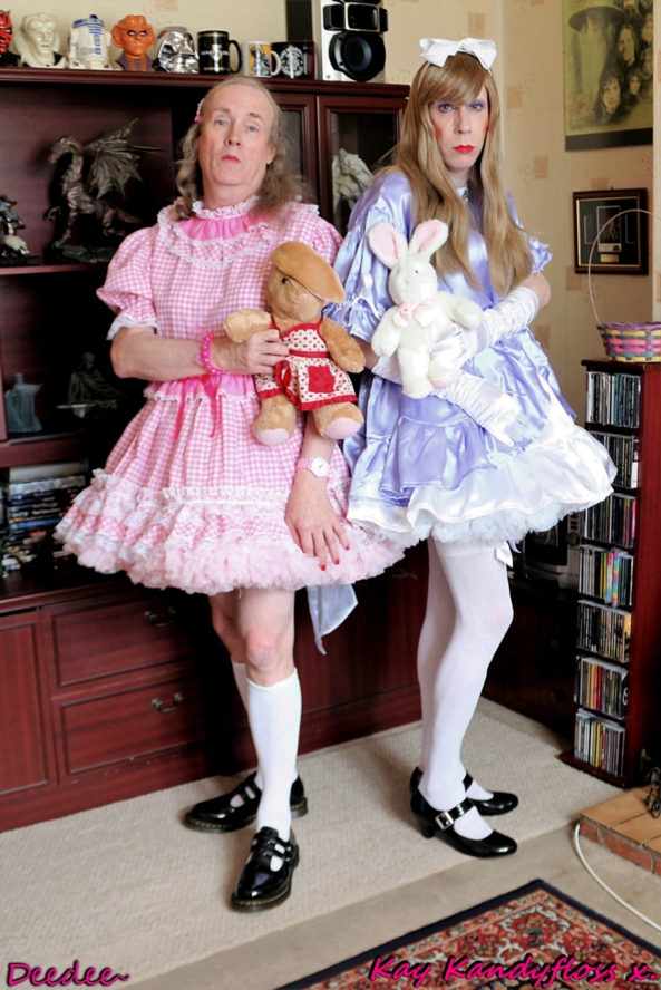 Kay and Deedee being bunny girls - A wonderful visit from my sissy sister Deedee. Always best to dress for the occasion so that means lashings of lace and frills and time to break out our bunnies., sissy,sissy girl,sissy dresses, Feminization,Sissy Fashion,Dolled Up