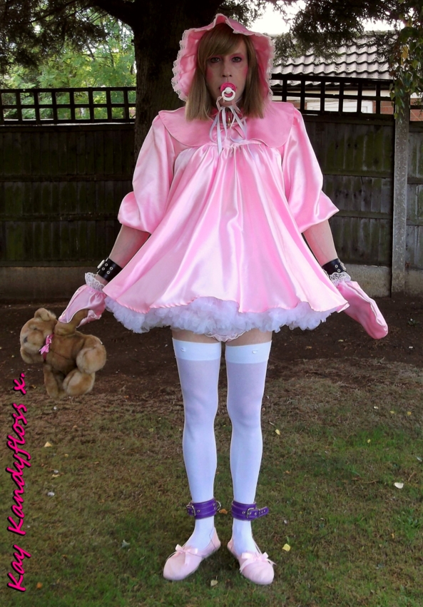 Sissy Baby Kay put on display. - Mistress decided that my baby dress, bonnet & nappies wasn't enough so put me in a petti & tied my mittens on then left me in the garden for all to see. As instructed by Mistress Bossyboots, here I am exposing myself as a naughty little sissy baby., Sissy,sissy baby,punishment,humiliation, Adult Babies,Feminization,Dominating Mistress Or Master,Dolled Up,Diaper Lovers
