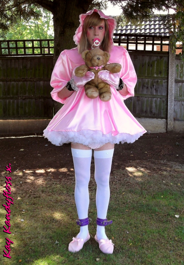 Sissy Baby Kay put on display. - Mistress decided that my baby dress, bonnet & nappies wasn't enough so put me in a petti & tied my mittens on then left me in the garden for all to see. As instructed by Mistress Bossyboots, here I am exposing myself as a naughty little sissy baby., Sissy,sissy baby,punishment,humiliation, Adult Babies,Feminization,Dominating Mistress Or Master,Dolled Up,Diaper Lovers