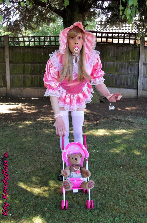 Tinker Bell Pansy - Sent out into the garden in my new very short pink dress with Sammy Sissybear - but Mistress made me wear my humiliation bells so sissy baby will make music where ever she goes. xxx, sissy,sissy baby,nappies,plastic panties,dress,outdoor humiliation, Adult Babies,Dominating Mistress Or Master,Sissy Fashion,Dolled Up,Feminization,Diaper Lovers