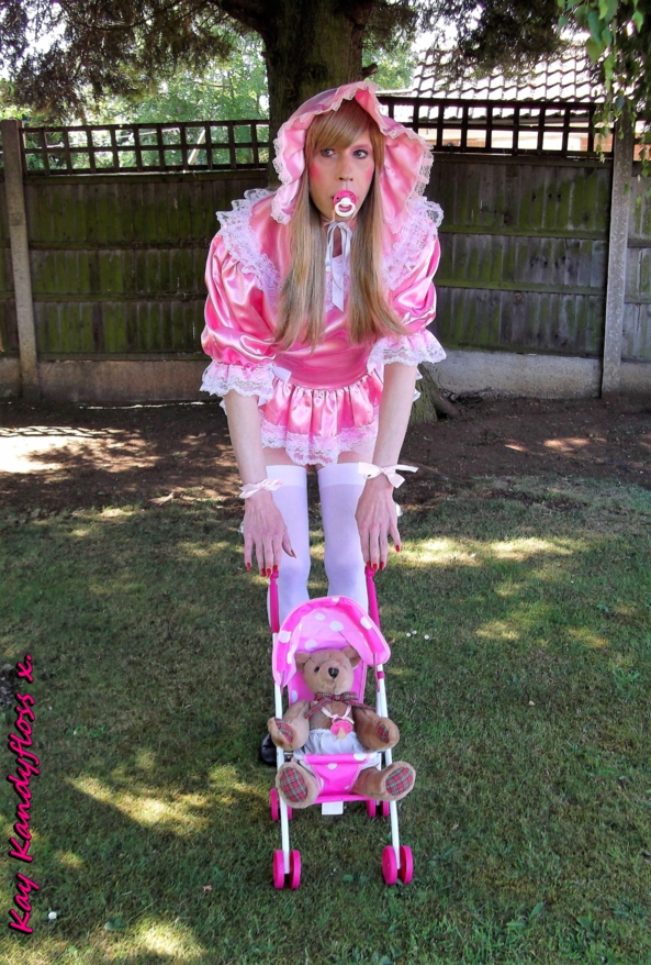 Tinker Bell Pansy - Sent out into the garden in my new very short pink dress with Sammy Sissybear - but Mistress made me wear my humiliation bells so sissy baby will make music where ever she goes. xxx, sissy,sissy baby,nappies,plastic panties,dress,outdoor humiliation, Adult Babies,Dominating Mistress Or Master,Sissy Fashion,Dolled Up,Feminization,Diaper Lovers