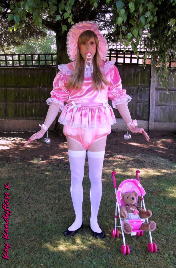 Tinker Bell Pansy - Sent out into the garden in my new very short pink dress with Sammy Sissybear - but Mistress made me wear my humiliation bells so sissy baby will make music where ever she goes. xxx, sissy,sissy baby,nappies,plastic panties,dress,outdoor humiliation, Adult Babies,Dominating Mistress Or Master,Sissy Fashion,Dolled Up,Feminization,Diaper Lovers