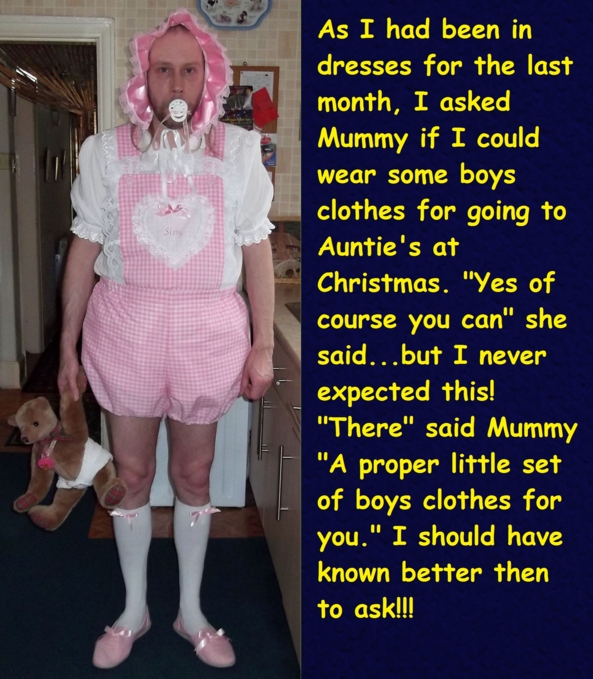 My first go at making a caption - Mummy knows best, especially at xmas! Trying my hand at writing a cappie - i hope you like it., caption,sissybaby,baby cloyhes,humiliation,adultbaby, Adult Babies,Dominating Mistress Or Master,Humiliation,Diaper Lovers