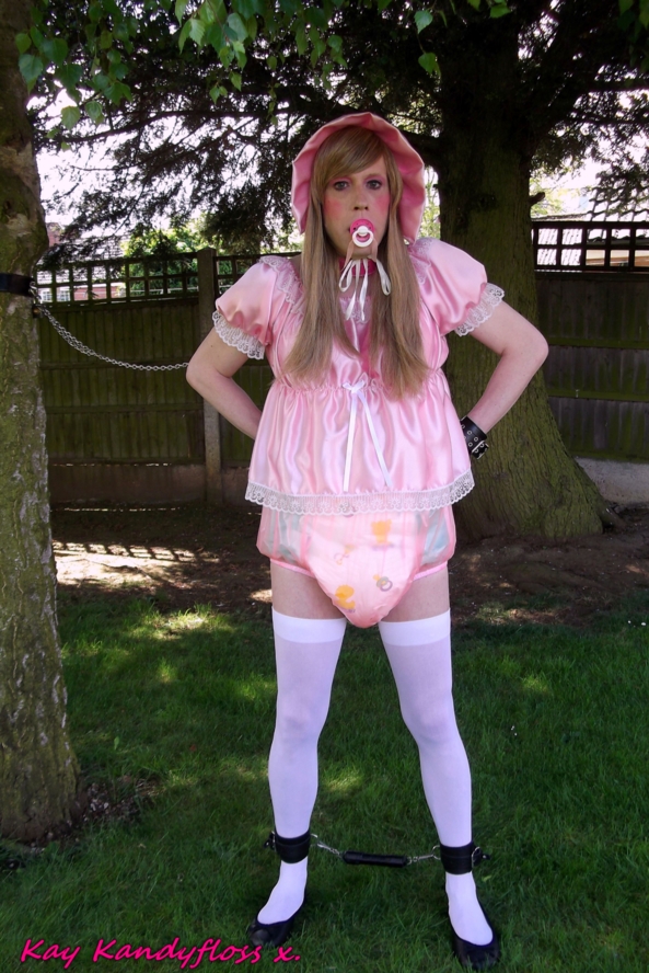 Outdoor sissy baby humiliation. - I've been a naughty girl so I ended up all chained up outdoors in a very little pink dress with nappies and plastic panties for all to see., sissy,sissy baby,punishment,humiliation,nappy,diaper,plastic panties,dress,bondage,outdoors, Adult Babies,Feminization,Dominating Mistress Or Master,Dolled Up,Bondage,Diaper Lovers