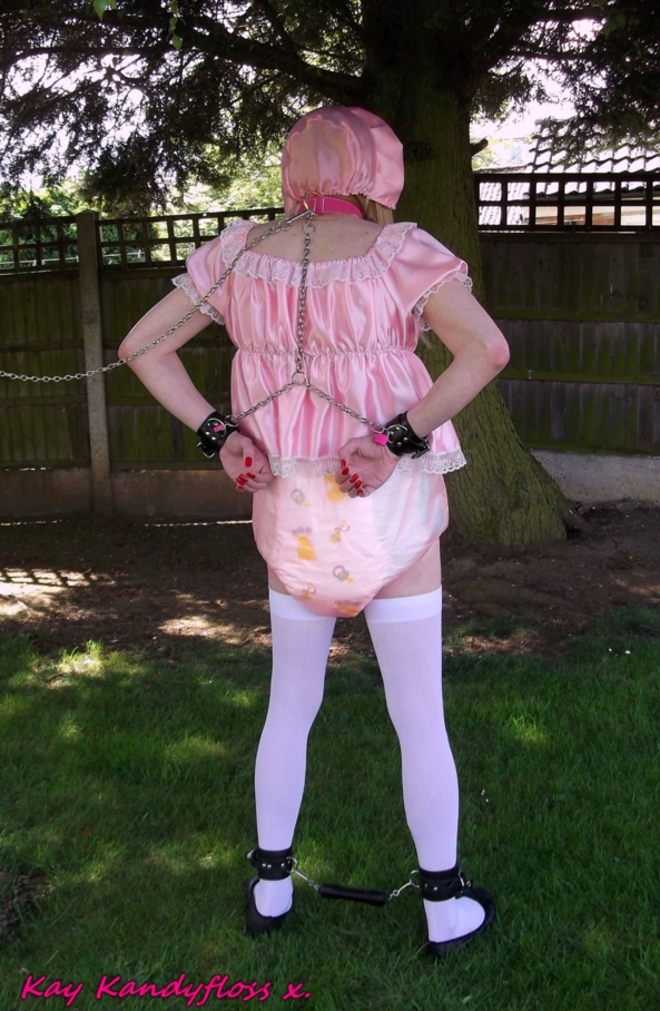 Outdoor sissy baby humiliation. - I've been a naughty girl so I ended up all chained up outdoors in a very little pink dress with nappies and plastic panties for all to see., sissy,sissy baby,punishment,humiliation,nappy,diaper,plastic panties,dress,bondage,outdoors, Adult Babies,Feminization,Dominating Mistress Or Master,Dolled Up,Bondage,Diaper Lovers