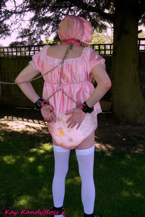 Outdoor sissy baby humiliation. - I've been a naughty girl so I ended up all chained up outdoors in a very little pink dress with nappies and plastic panties for all to see., sissy,sissy baby,punishment,humiliation,nappy,diaper,plastic panties,dress,bondage,outdoors, Adult Babies,Feminization,Dominating Mistress Or Master,Dolled Up,Bondage,Diaper Lovers