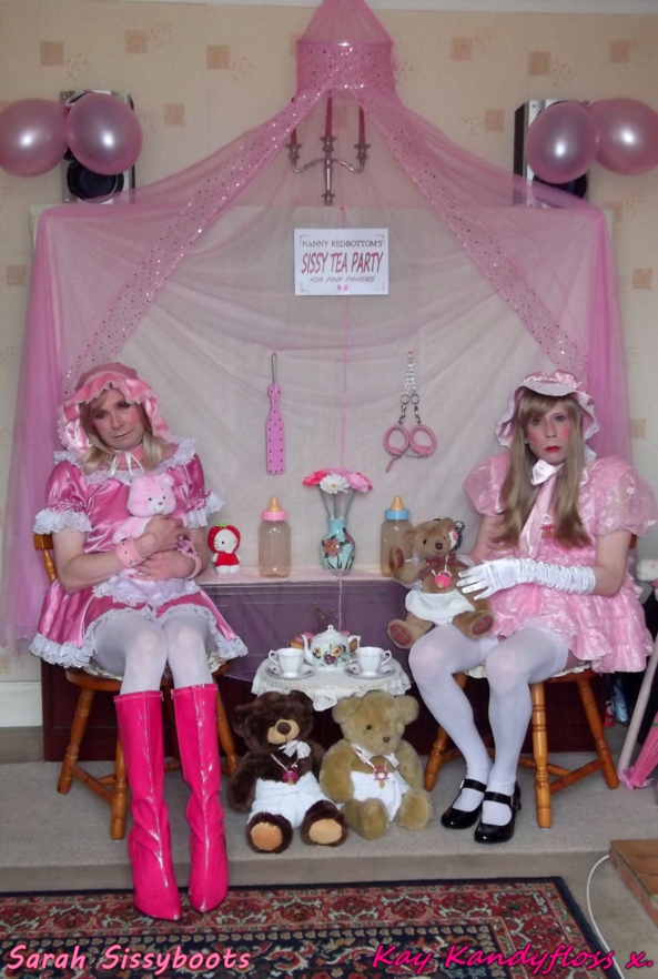 The Pink Pansies Sissy Tea Party - Myself and Sarah Celebrating my Birthday being little pink pansies at a wonderful prissy sissy tea party. xxx, Sissy,sissy girl,sissy baby,tea party,nappies,diapers,frilly dresses,spanking, Adult Babies,Feminization,Dominating Mistress Or Master,Sissy Fashion,Dolled Up,Fairytale,Spankings,Diaper Lovers