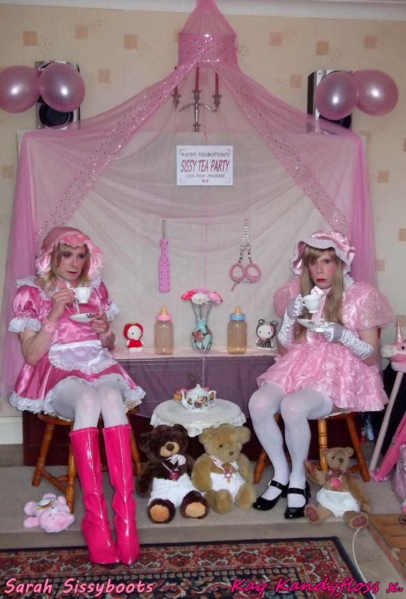 The Pink Pansies Sissy Tea Party - Myself and Sarah Celebrating my Birthday being little pink pansies at a wonderful prissy sissy tea party. xxx, Sissy,sissy girl,sissy baby,tea party,nappies,diapers,frilly dresses,spanking, Adult Babies,Feminization,Dominating Mistress Or Master,Sissy Fashion,Dolled Up,Fairytale,Spankings,Diaper Lovers