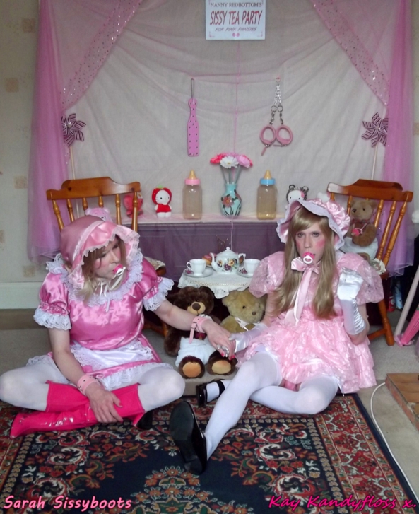 The Pink Pansies Sissy Tea Party - Myself and Sarah Celebrating my Birthday being little pink pansies at a wonderful prissy sissy tea party. xxx, Sissy,sissy girl,sissy baby,tea party,nappies,diapers,frilly dresses,spanking, Adult Babies,Feminization,Dominating Mistress Or Master,Sissy Fashion,Dolled Up,Fairytale,Spankings,Diaper Lovers