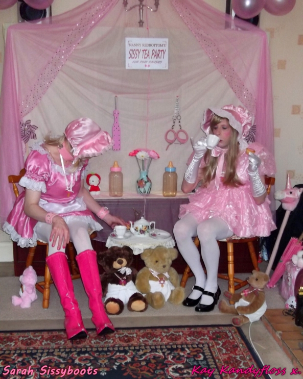 The Pink Pansies Sissy Tea Party - Myself and Sarah Celebrating my Birthday being little pink pansies at a wonderful prissy sissy tea party. xxx, Sissy,sissy girl,sissy baby,tea party,nappies,diapers,frilly dresses,spanking, Adult Babies,Feminization,Dominating Mistress Or Master,Sissy Fashion,Dolled Up,Fairytale,Spankings,Diaper Lovers