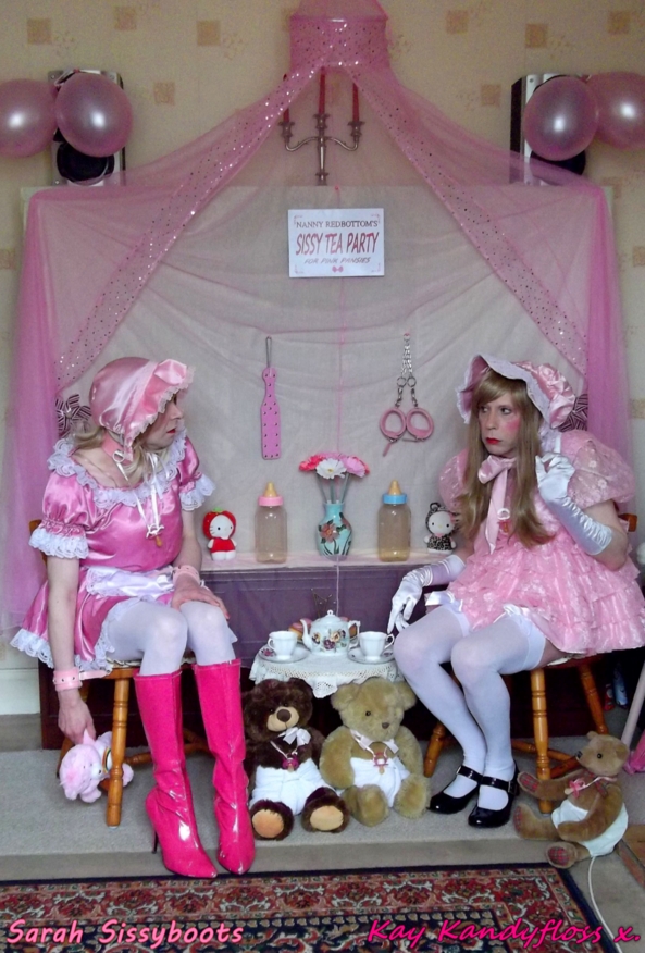 The Pink Pansies Sissy Tea Party - Myself and Sarah Celebrating my Birthday being little pink pansies at a wonderful prissy sissy tea party. xxx, Sissy,sissy girl,sissy baby,tea party,nappies,diapers,frilly dresses,spanking, Adult Babies,Feminization,Dominating Mistress Or Master,Sissy Fashion,Dolled Up,Fairytale,Spankings,Diaper Lovers