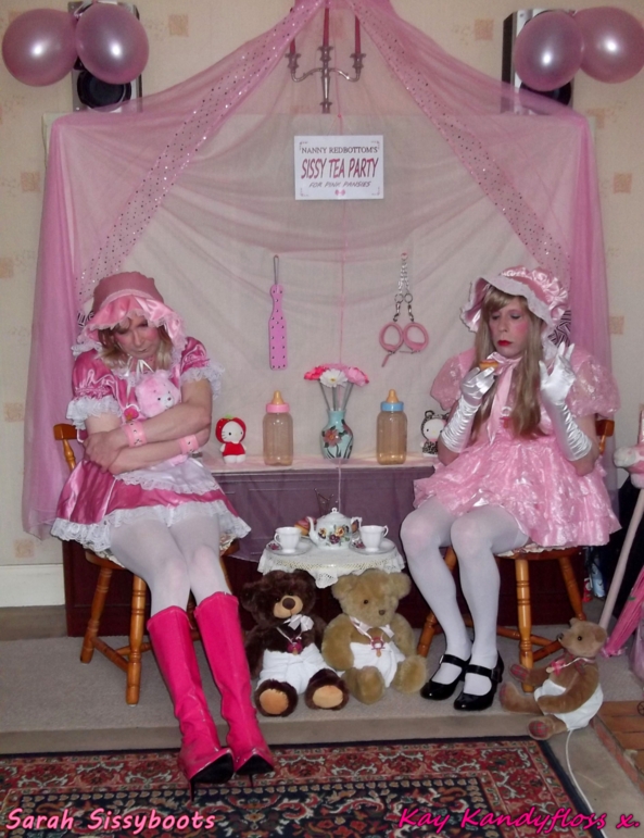 The Pink Pansies Sissy Tea Party - Myself and Sarah Celebrating my Birthday being little pink pansies at a wonderful prissy sissy tea party. xxx, Sissy,sissy girl,sissy baby,tea party,nappies,diapers,frilly dresses,spanking, Adult Babies,Feminization,Dominating Mistress Or Master,Sissy Fashion,Dolled Up,Fairytale,Spankings,Diaper Lovers