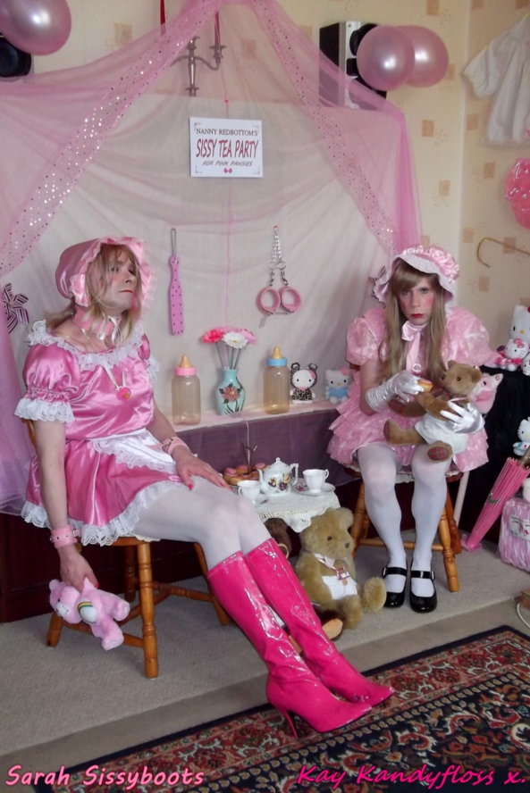 The Pink Pansies Sissy Tea Party - Myself and Sarah Celebrating my Birthday being little pink pansies at a wonderful prissy sissy tea party. xxx, Sissy,sissy girl,sissy baby,tea party,nappies,diapers,frilly dresses,spanking, Adult Babies,Feminization,Dominating Mistress Or Master,Sissy Fashion,Dolled Up,Fairytale,Spankings,Diaper Lovers
