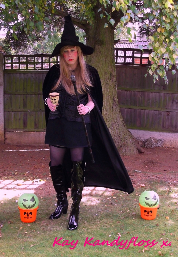 The Sissy Witch of the West. - Watch out! A wicked witch is about!!! Here's me all dressed up for Halloween. Wishing you all a wonderful Samhain. :-), Halloween,witch,cross dresser,sissy girl,sissy,, Feminization,Dolled Up