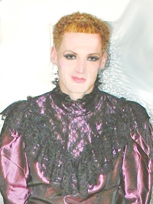 Feminized franziska  - Cute backbuttoned ruffle lace blouse padlocked neck and a extreme tight perm with cute baby bangs and ginger colored .... Screams gay faggot, sissy faggot perm , Dominating Mistress Or Master,Magical Change,Dolled Up,Sissy Fashion,Identity Swap,Feminization