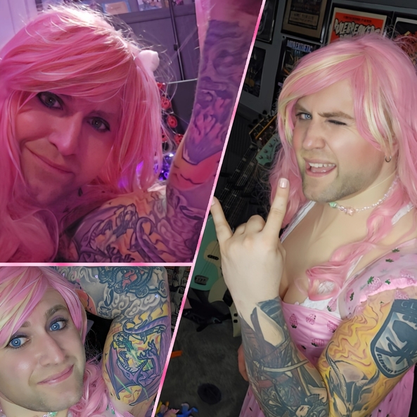 Recent dress-up / jam sessions! - Just dropping a bunch of recent photos from my past few dress-up days., Girly,guitar,dress,rock,sissy,femme,goth,kawaii, Feminization,Sissy Fashion,Fairytale,Pop Culture,Breast Implants,Dolled Up,Magical Change