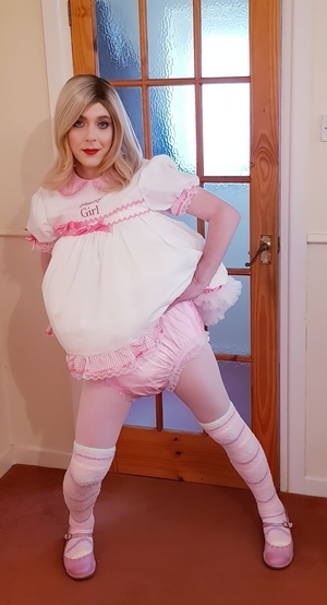 Sweet Diapered Sissy - Such a Pretty Dress & Plastic Panties!, ABDL Sissy Crossdresser, Adult Babies,Feminization,Sissy Fashion,Diaper Lovers,Dolled Up