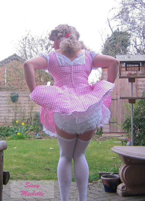 Diapered with a New 8 strap Garter Belt & Nylons - Frilly Sissy In Rubber Pants, ABDL Sissy Crossdresser, Adult Babies,Feminization,Sissy Fashion,Diaper Lovers,Dolled Up