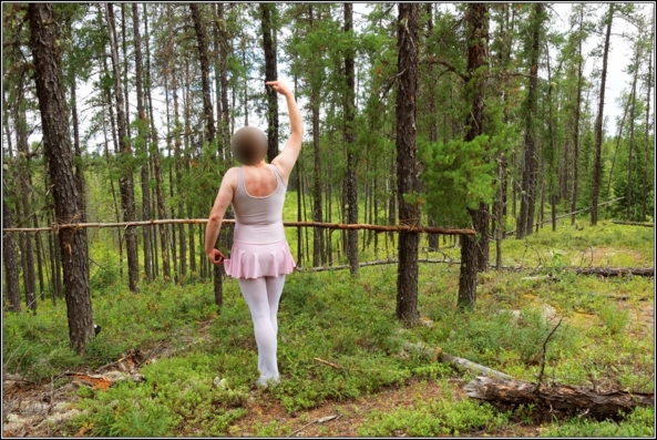 The ballet lesson - Part 2 - Ballet lesson in the wood, skirted,leotard,pink,ballet,outdoor,crossdresser,forest, Sissy Fashion,Body Suits,Fairytale