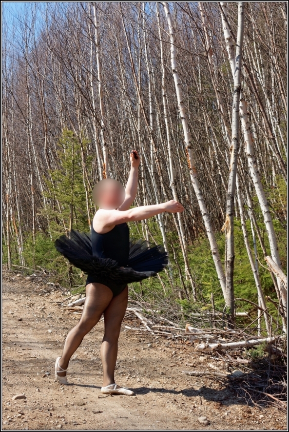 Black leotard with tutu 1 - Part 1, leotard,tutu,outdoor,forest,sissy,ballerina,ballet, Sissy Fashion,Body Suits,Fairytale