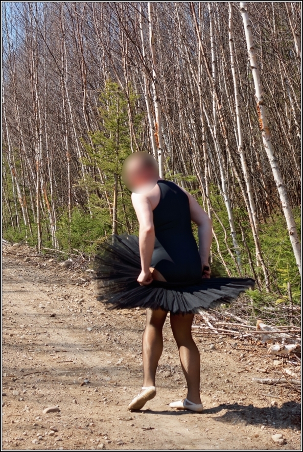Black leotard with tutu 1 - Part 2, leotard,tutu,outdoor,forest,sissy,ballerina,ballet, Body Suits,Sissy Fashion,Fairytale
