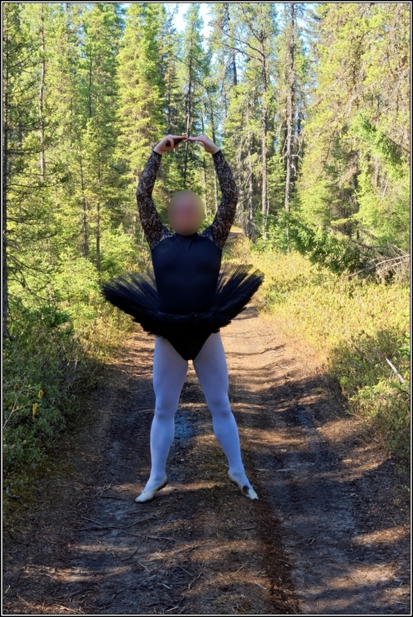Black leotard with tutu 2 - part 1, ballet,ballerina,sissy,forest,outdoor,tutu,platter,black, Body Suits,Sissy Fashion,Fairytale