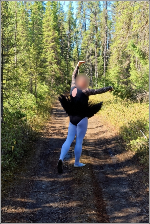 Black leotard with tutu 2 - part 2, ballet,ballerina,sissy,forest,outdoor,tutu,platter,black, Body Suits,Sissy Fashion,Fairytale