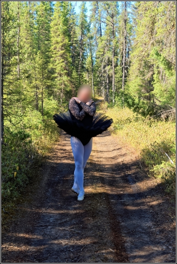 Black leotard with tutu 2 - part 2, ballet,ballerina,sissy,forest,outdoor,tutu,platter,black, Body Suits,Sissy Fashion,Fairytale