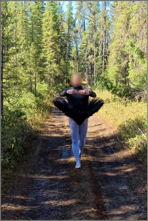Black leotard with tutu 2 - part 2, ballet,ballerina,sissy,forest,outdoor,tutu,platter,black, Body Suits,Sissy Fashion,Fairytale