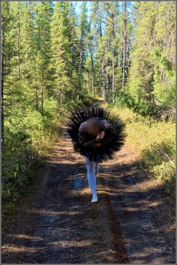 Black leotard with tutu 2 - part 2, ballet,ballerina,sissy,forest,outdoor,tutu,platter,black, Body Suits,Sissy Fashion,Fairytale