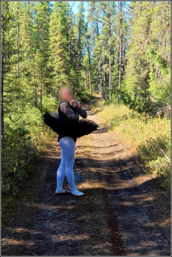 Black leotard with tutu 2 - part 2, ballet,ballerina,sissy,forest,outdoor,tutu,platter,black, Body Suits,Sissy Fashion,Fairytale