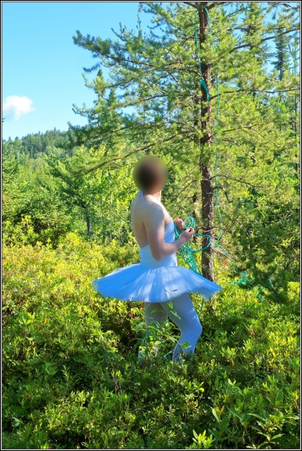 Sissy Ballerina 8 - Bound to a tree - Part 1, ballerina,tutu,platter,ballet,outdoor,crossdresser,forest, Body Suits,Sissy Fashion,Fairytale