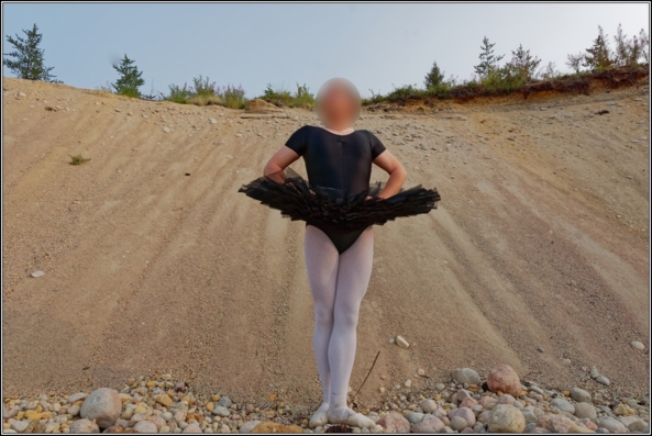 Black leotard with tutu 3 - Part 1, leotard,tutu,outdoor,forest,sissy,ballerina,ballet, Sissy Fashion,Body Suits,Fairytale