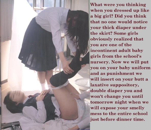 An adult baby girl's punishment, adult baby girl,suppository,messy diaper,school girl, Adult Babies,Humiliation