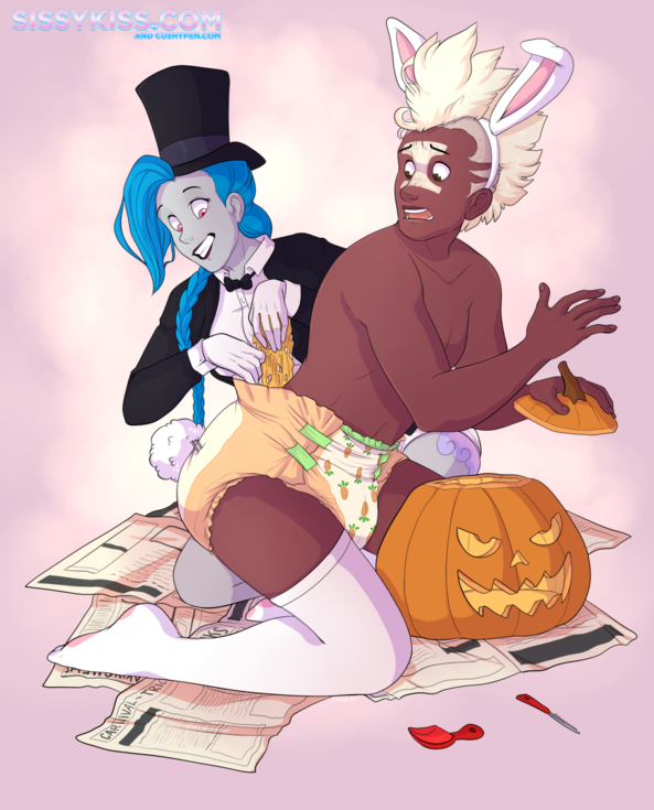 He's a Bunny, duh! - Some Halloween shenanigans featuring League of Legends characters!, diaper,sissy,abdl,femdom,carnival-tricks,cushypen, Humiliation
