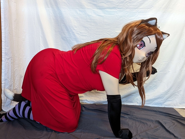 Anatomy of a kitty - Just a fun pose I did a while back, Animegao kigurumi, Dolled Up,Feminization,Body Suits