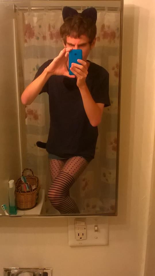 Halloween costume - What i want to look like , tights,skirt,cat ears,cat tail, Sissy Fashion,Holiday