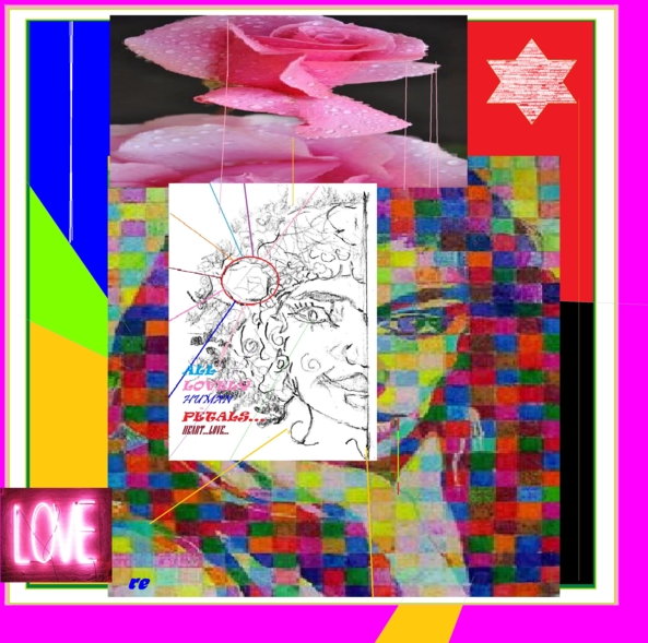 MODERN POS CUBIST MESSAGE ( LOVE DEEP FACE )-D - A DEEPER POST MODERN CUBIST ENLARGEMENT, FEM LOVE MESSAGE,WOMANISH VALORIZATION,GIRLS GURLS AND LOVE,MODERN POS ART,DG COLLAGE, Feminization