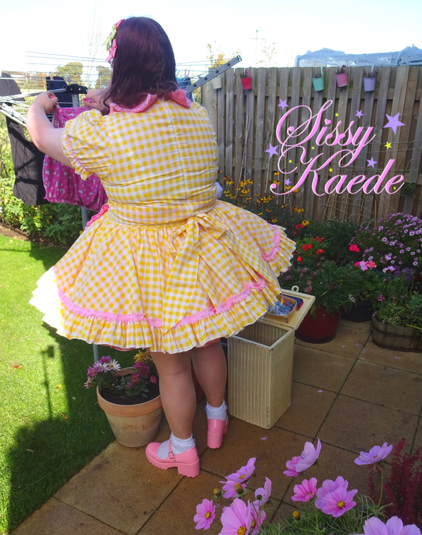 Maidly chores - 2nd round of this dress, laundry day, sissy,maid,prissy,frilly,plastic pants,nappy, Sissy Fashion,Dolled Up,Diaper Lovers